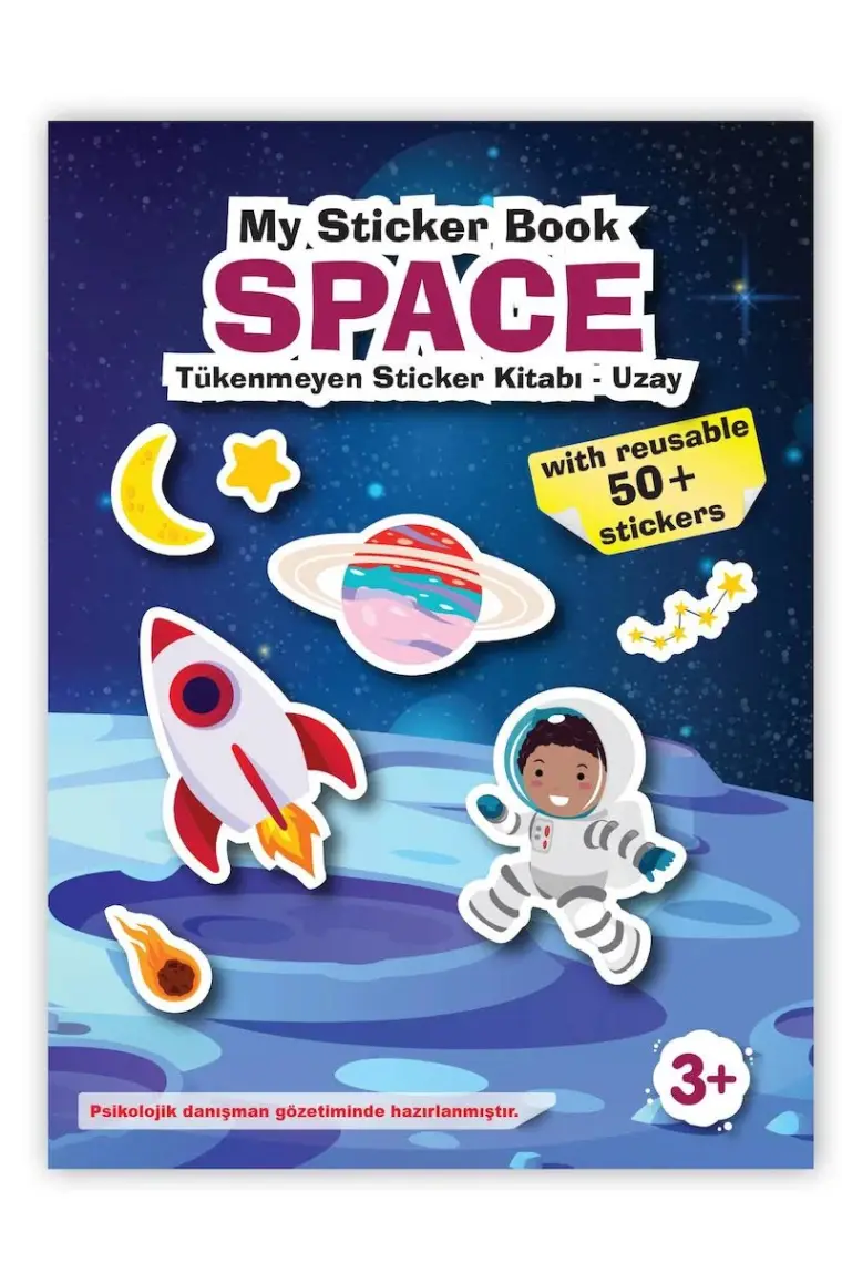 Mert Bebek My Sticker Book '' Space'' , Tükenmeyen Sticker Kitabı Uzay