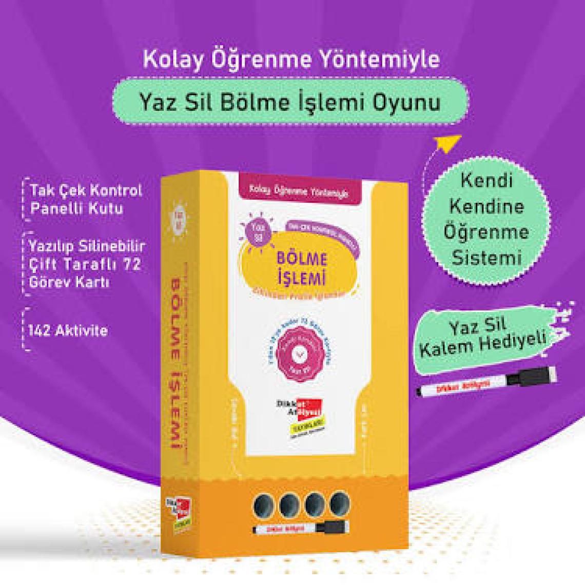Dikkat Atölyesi Yayınları Çocuklar için Dikkat ve Zeka Geliştirme Yaz Sil Bölme Oyunu - 7 Yaş ve Üzeri