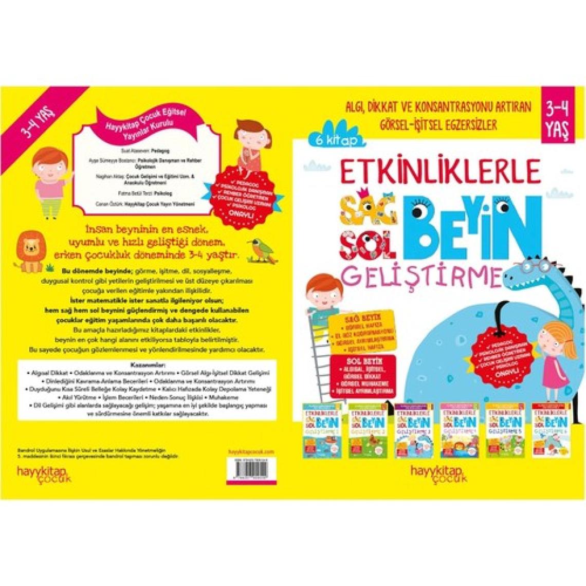 Etkinliklerle Sağ Beyin Sol Beyin Geliştirme 3-4 Yaş; 6’Lı Set - Canan Öztürk