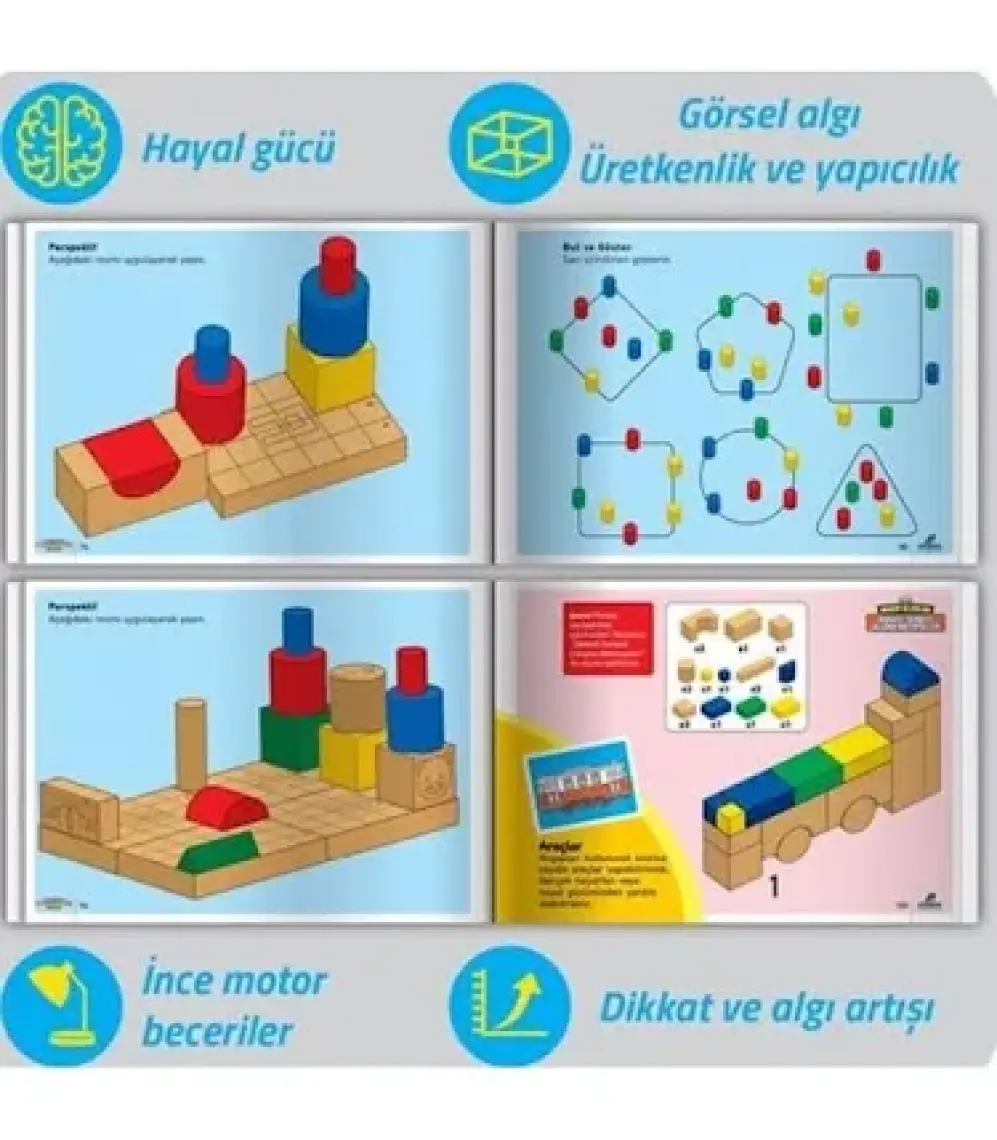 Adeda Yayıncılık Dikkati Güçlendirme Seti Plus 8 Yaş (112 Ahşap Materyal + 3 Kitap Takım)