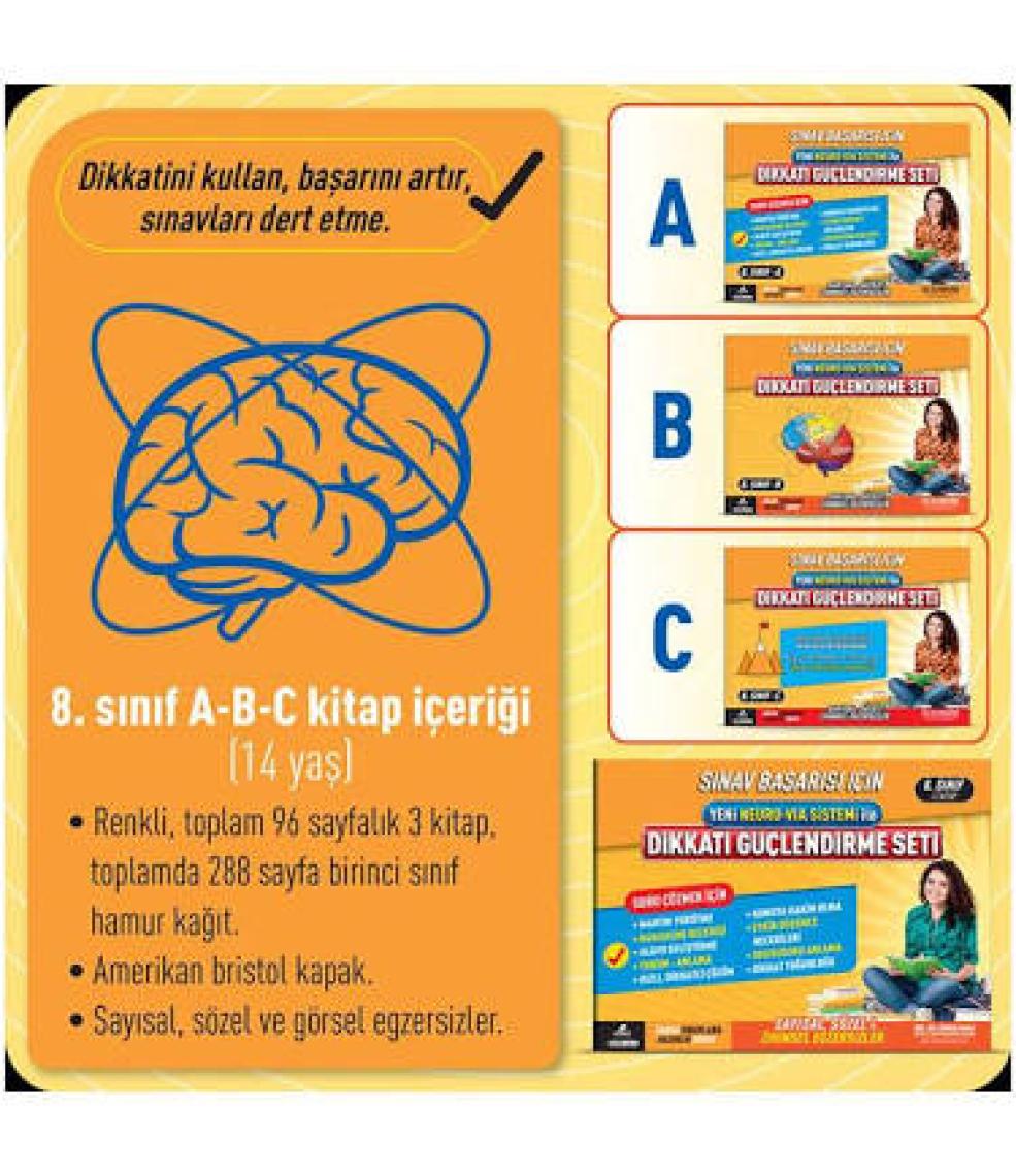 Adeda Yayıncılık Dikkati Güçlendirme Seti 8. Sınıf Sınavlara Hazırlık Serisi Yeni Neurovia Sistemi İle - Osman Abalı
