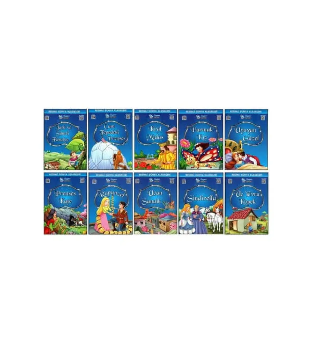 1. ve 2. Sınıf Hikaye Kitabı Seti Resimli Dünya Klasikleri 10 Kitap Mavi Seri
