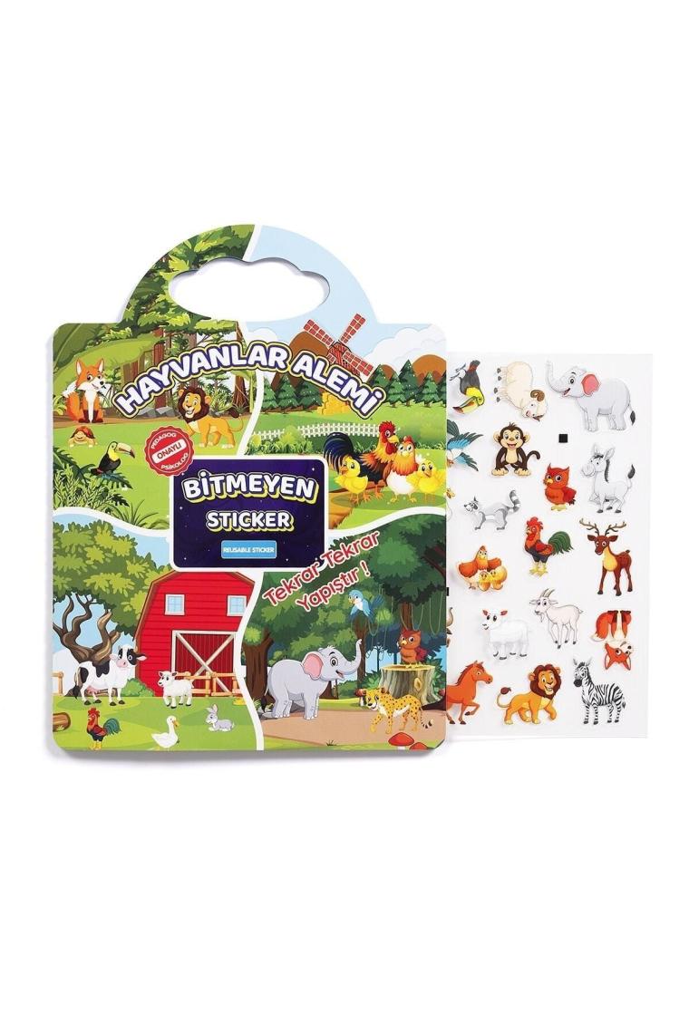 Gepettoys Bitmeyen Sticker Kitabım - Hayvanlar Alemi  (Tekrar Tekrar Kullanılabilir Stickerlar) Pedagog Onaylı