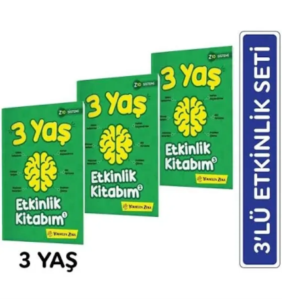 Yükselen Zeka 3 Yaş için Eğitici Etkinlik Kitapları Seti (Z10 Sistemi) - 3-5 Yaş Anonim Yazar
