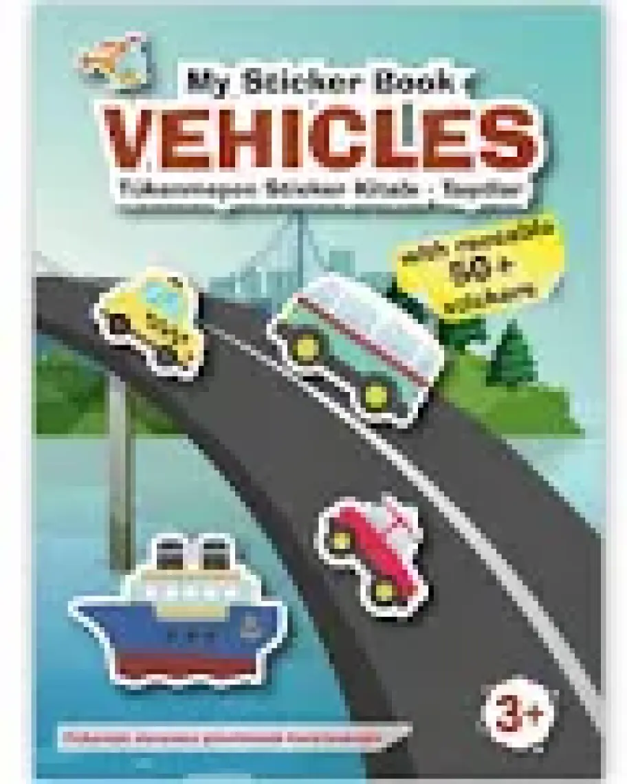 Mert Bebek My Sticker Book '' Vehicles'' , Tükenmeyen Sticker Kitabı Taşıtlar