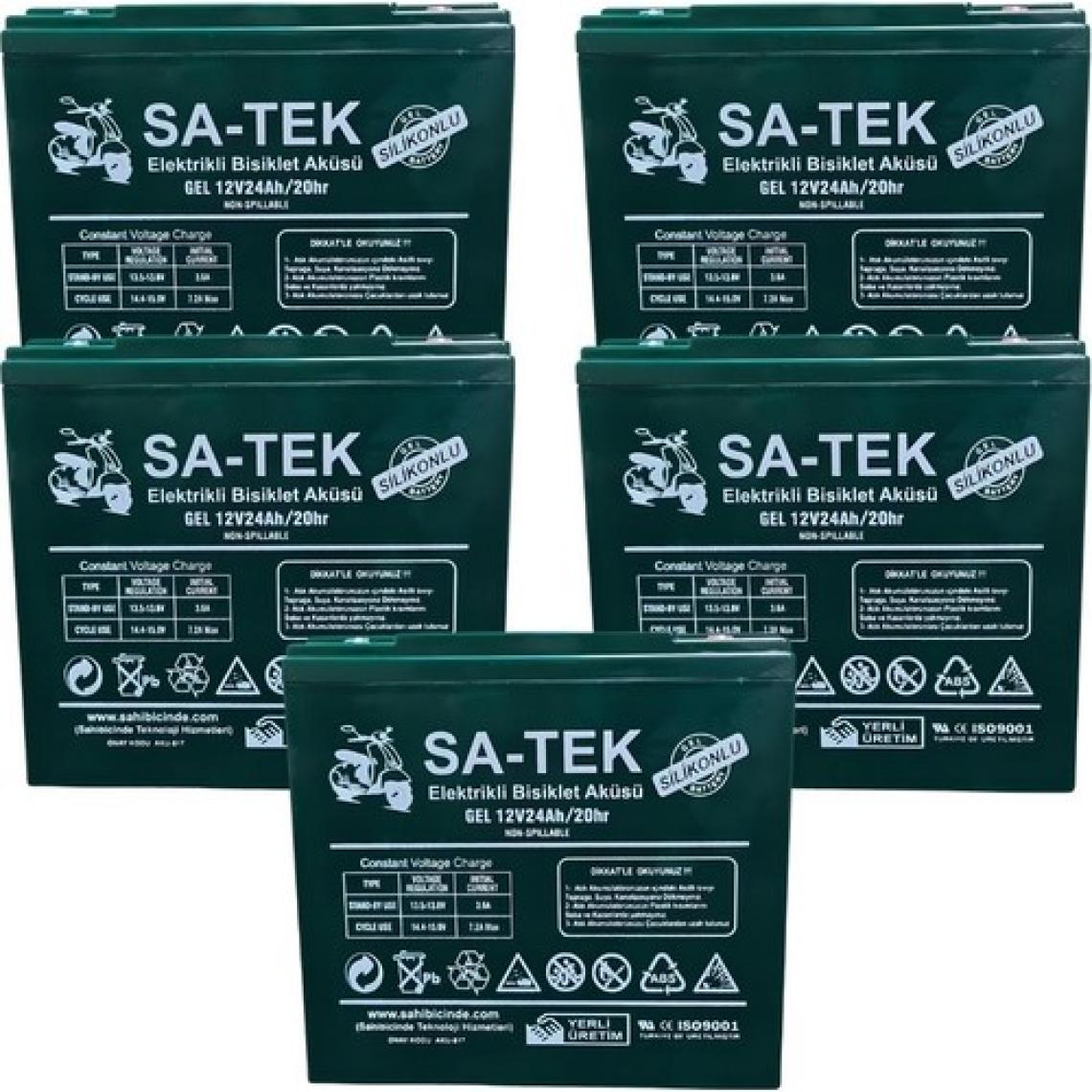 Sa-Tek 12 V 24 Ah Elektrikli Motosiklet Aküsü Jel Akü 5'li Set (Üretim Yılı: 2024)