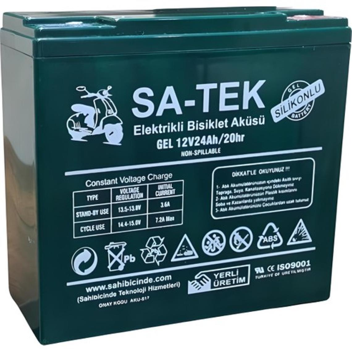 Sa-Tek 12 V 24 Ah Elektrikli Motosiklet Aküsü Jel Akü 5'li Set (Üretim Yılı: 2024)