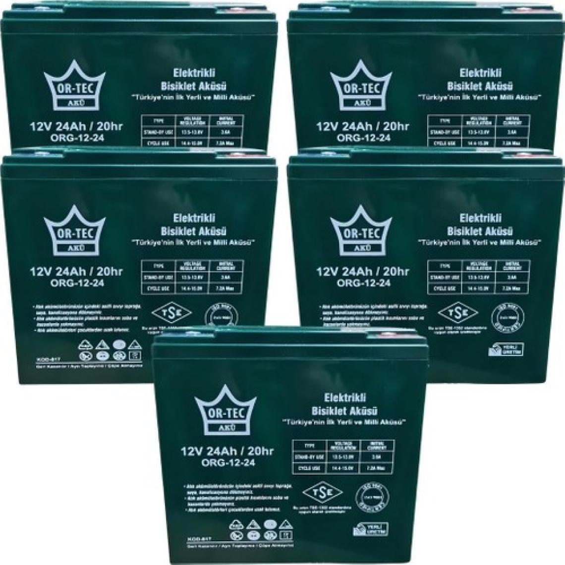 Ortec 12V 22-24 Ah Elektrikli Motosiklet Aküsü 5'li Set