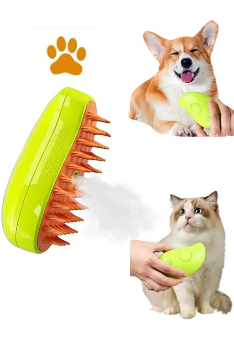 Buharlı Yumuşak Silikon Uçlu Kedi - Köpek Tüy Tarama Tarağı Yıkama Tımar Fırçası