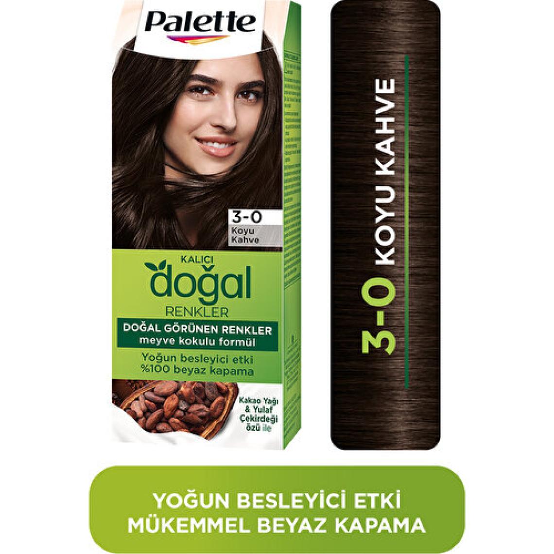 Palette Kalıcı Doğal Renkler 3-0 Koyu Kahve Saç Boyası Kakao Yağı & Yulaf Çekirdeği Özü ile