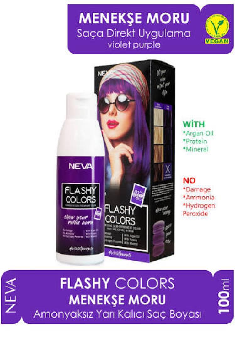 Neva Flashy Colors Yarı Kalıcı Saç Boyası Menekşe Moru-Violet Purple