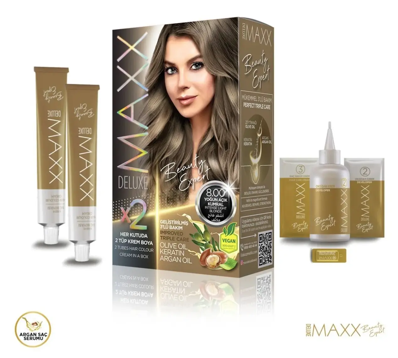Maxx Deluxe Krem Saç Boyası 8.00 Yoğun Açık Kumral