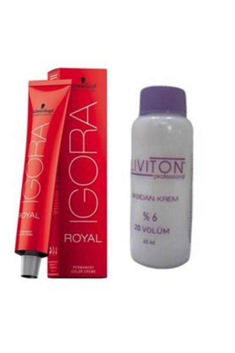 Royal Saç Boyası 6.12 Koyu Kumral 60 ml + Liviton Mini Oksidan 20 Vol.