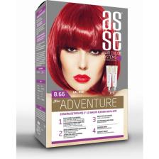 Asse Adventure Set Saç Boyası, Kalıcı ve Canlı Renkler 1+1 İki Kullanım Seti (No:8.66 Lal Kızıl)