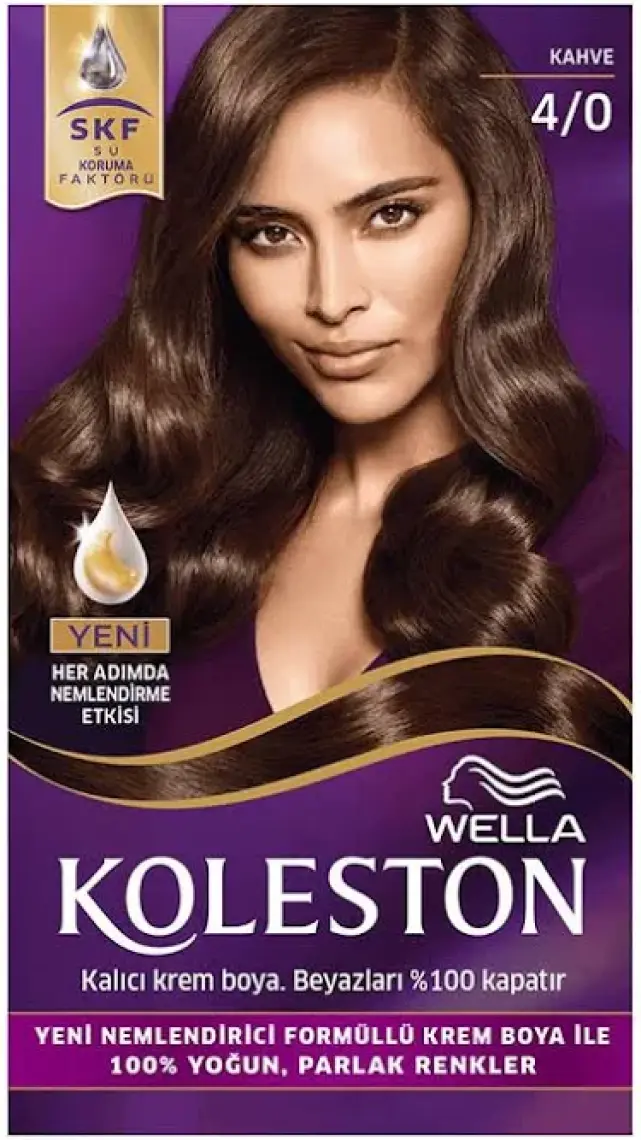 Wella Koleston 4/0 Kahve Krem Saç Boyası Kiti – %100 Beyaz Kapatma, Nemlendirici ve Uzun Süre Kalıcı Canlı Renk, 99 ml