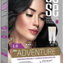 Asse Adventure Set Saç Boyası, Kalıcı ve Canlı Renkler 1+1 İki Kullanım Seti (No:1.0 Siyah)