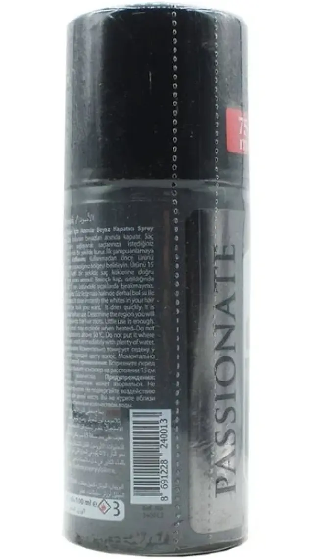 Passionate Beyaz Kapatıcı Sprey Siyah 100 ml