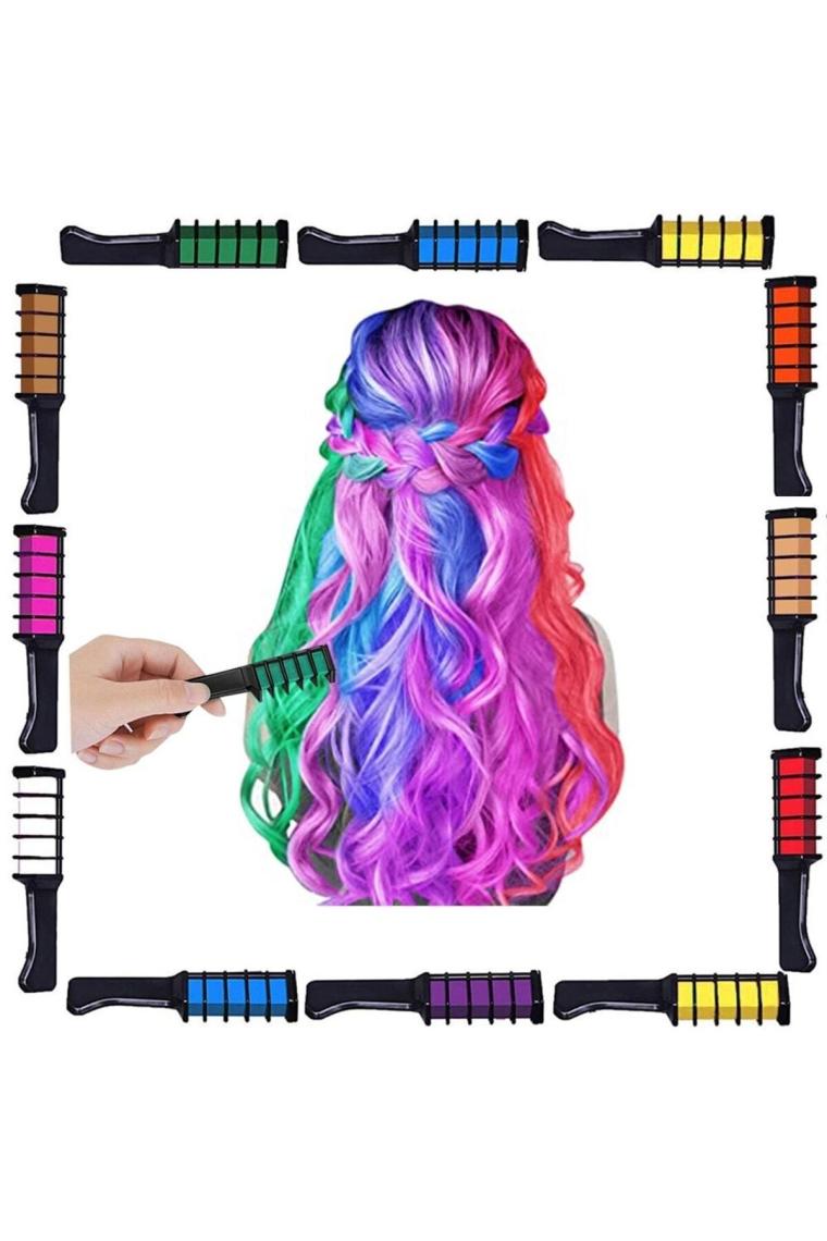 Pazariz Rengarenk Saç Boyama Tebeşiri - Mini Taraklı Konsept Saç Boyama Seti Hair Chalk Koyu Mavi