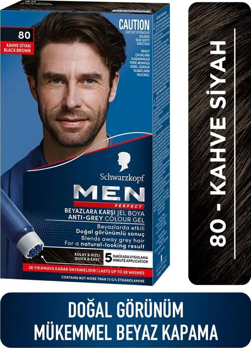 Schwarzkopf Men Perfect Beyazlara Karşı Jel Boya 80 Kahve Siyah
