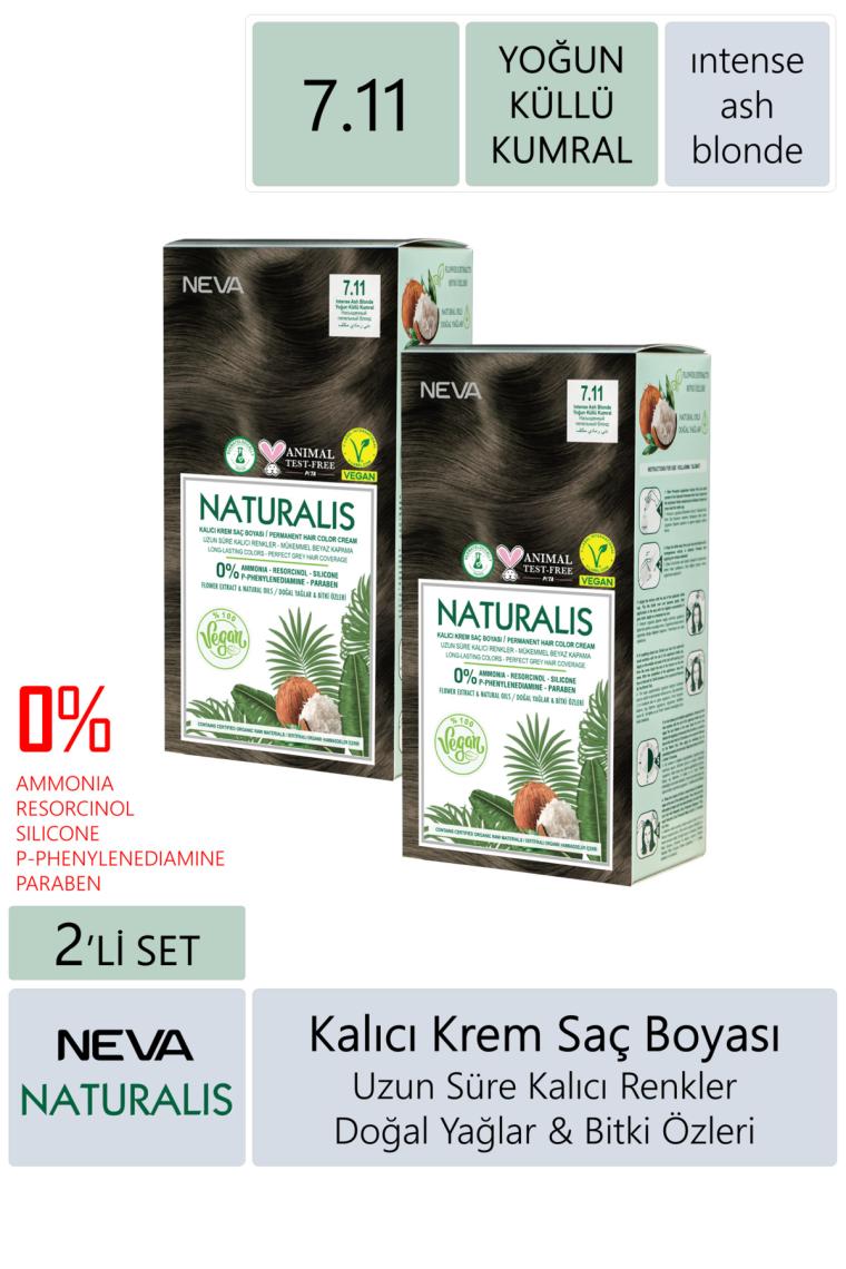 Neva Naturalis Saç Boyası 7.11 Yoğun Küllü Kumral Vegan 2'li Set
