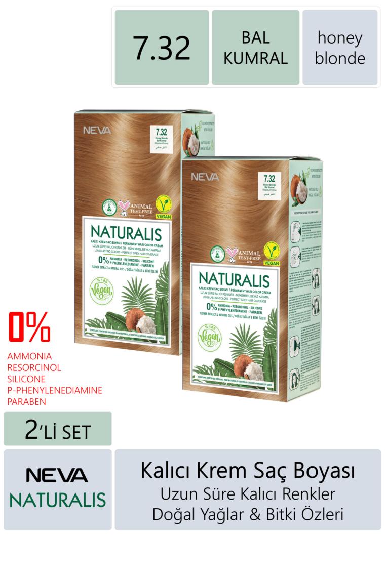 Neva Naturalis Saç Boyası 7.32 Bal Kumral Vegan 2'li Set