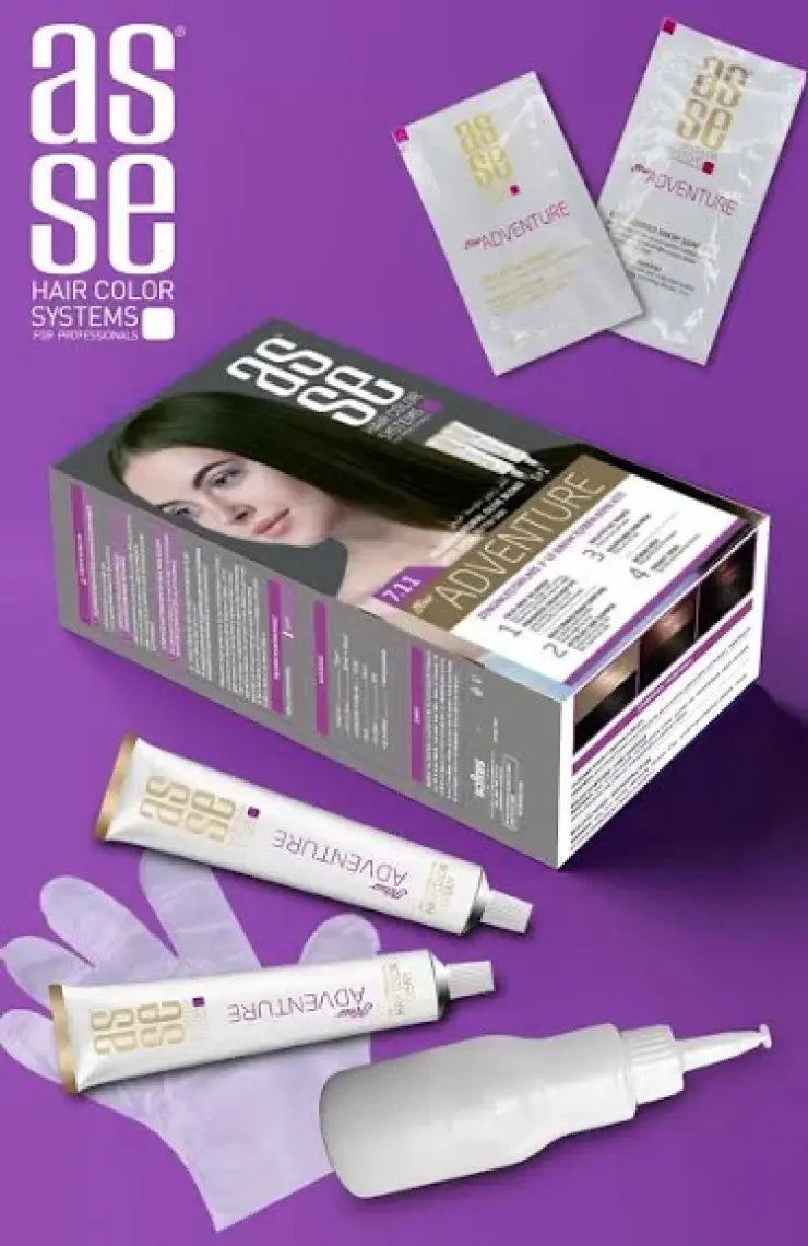 Asse Adventure Set Saç Boyası, Kalıcı ve Canlı Renkler 1+1 İki Kullanım Seti (No:7.11 Orta Doğal Zeytin Sarı)