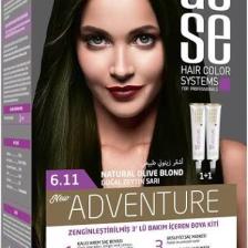 Asse Adventure Set Saç Boyası, Kalıcı ve Canlı Renkler 1+1 İki Kullanım Seti (No:6.11 Doğal Zeytin Sarı)