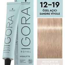 Schwarzkopf Igora Royal Saç Boyası 12-19 Özel Açıcı-Sandre Viyole 60 ml
