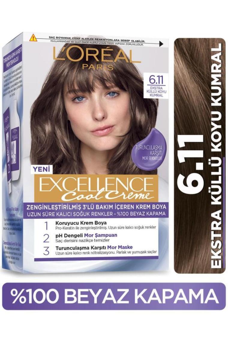Loreal Excellence Cool Creme 6.11 Ekstra Küllü Koyu Kumral Saç Boyası