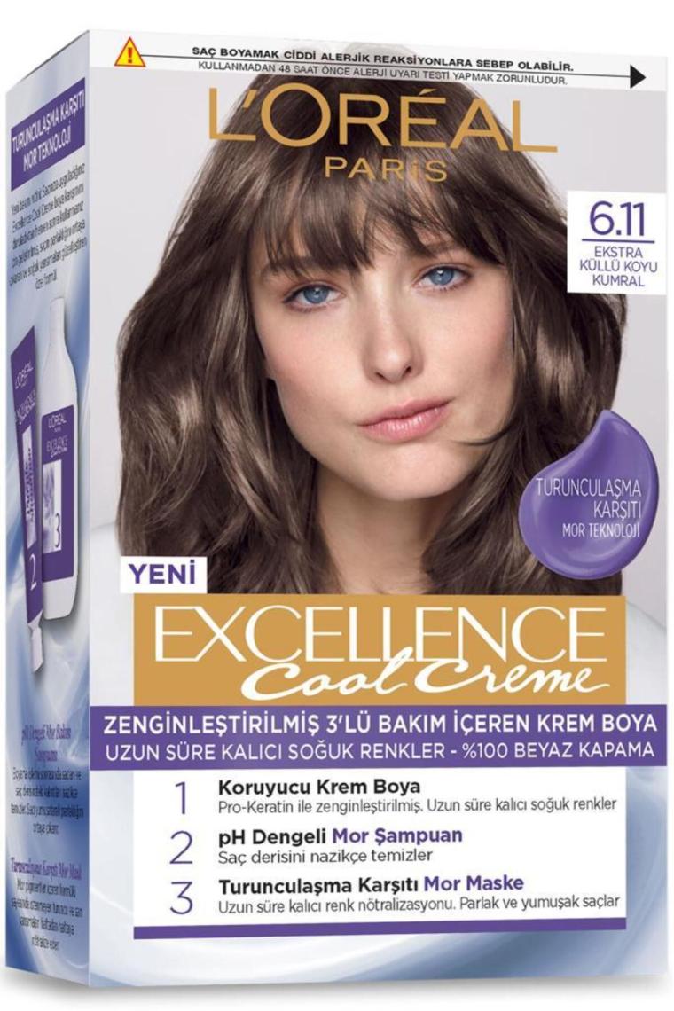 Loreal Excellence Cool Creme 6.11 Ekstra Küllü Koyu Kumral Saç Boyası
