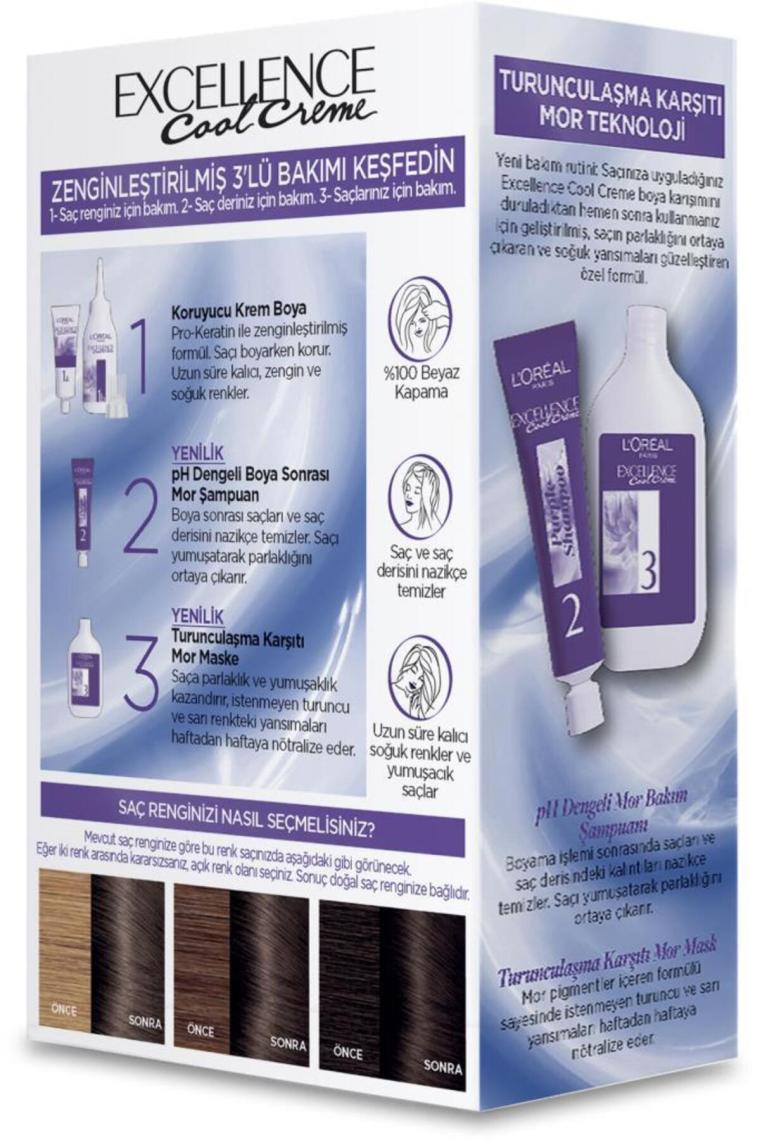Loreal Excellence Cool Creme 6.11 Ekstra Küllü Koyu Kumral Saç Boyası