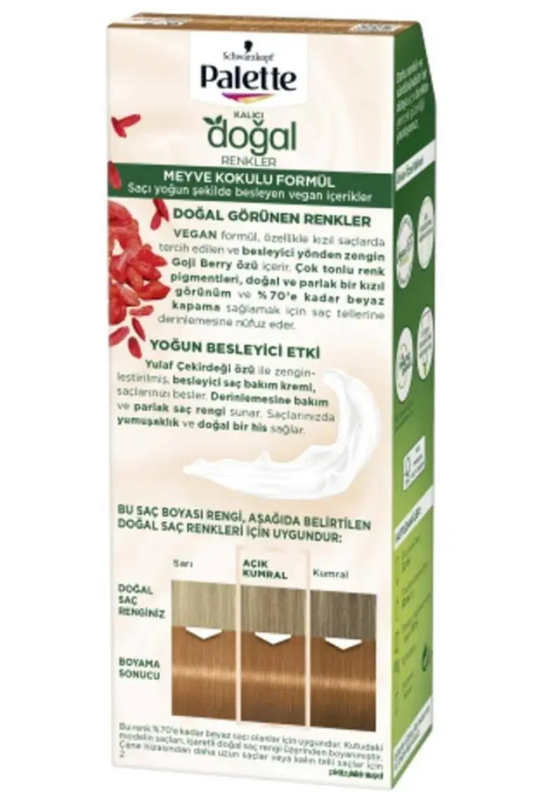 Palette Doğal Renkler 9-7 Doğal Açık Bakır Saç Boyası Goji Berry Özü & Yulaf Çekirdeği Özü İle