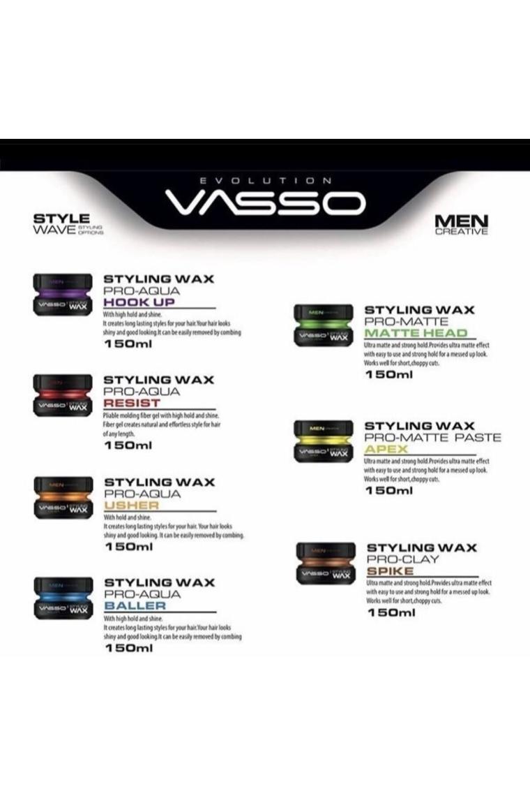 Vasso 24 Saat Dalgalı Ve Kıvırcık Saçlar Için Süper Tutuş Ve Parlaklık Kazandıran Wax - Hook-up Pro 150 ml 8699216347584