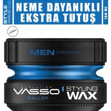 Vasso 24 Saat Tutuş Sağlayan Tüm Saç Tipleri Için Parlak Görünüm Veren Neme Karşı Dayanıklı Wax 150 ml 8699216347591(Baller)