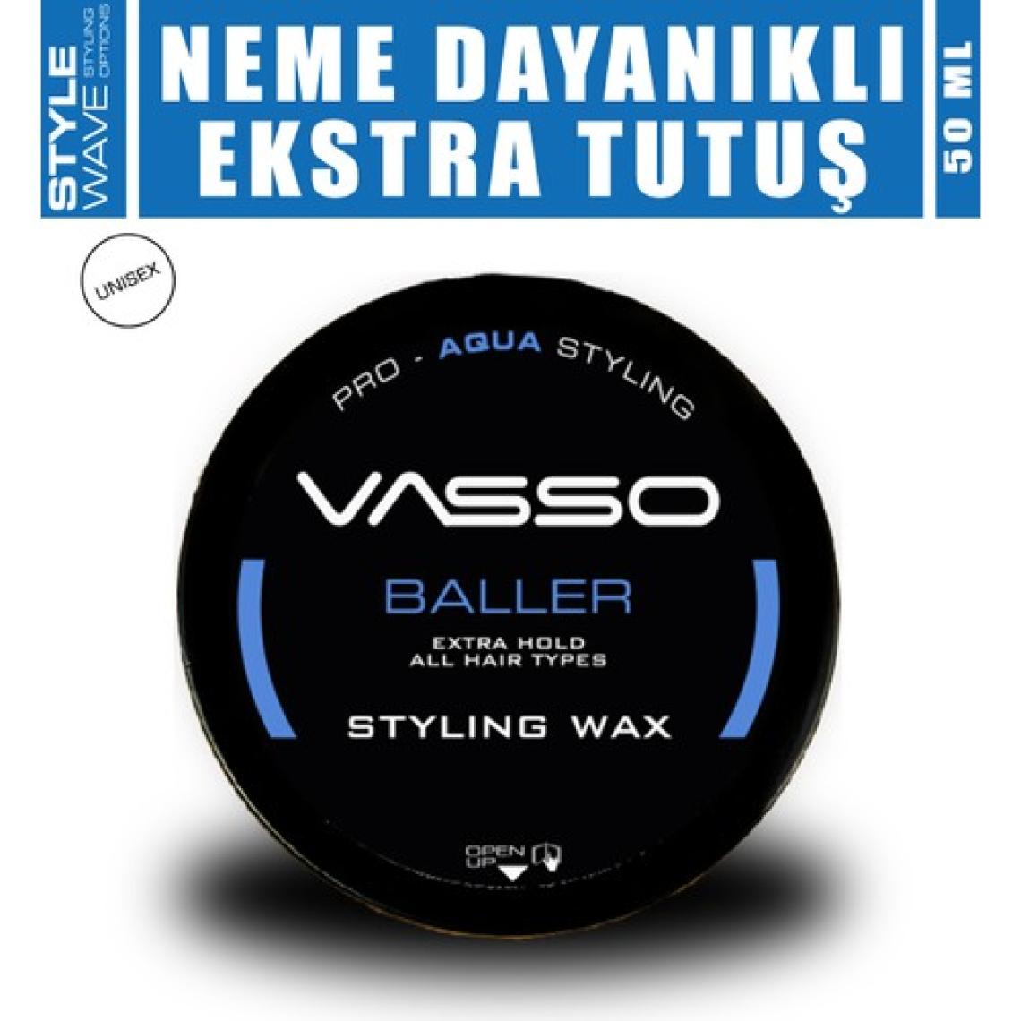 Vasso 24 Saat Tutuş Sağlayan Tüm Saç Tipleri Için Parlak Görünüm Veren Neme Karşı Dayanıklı Wax 50 ml