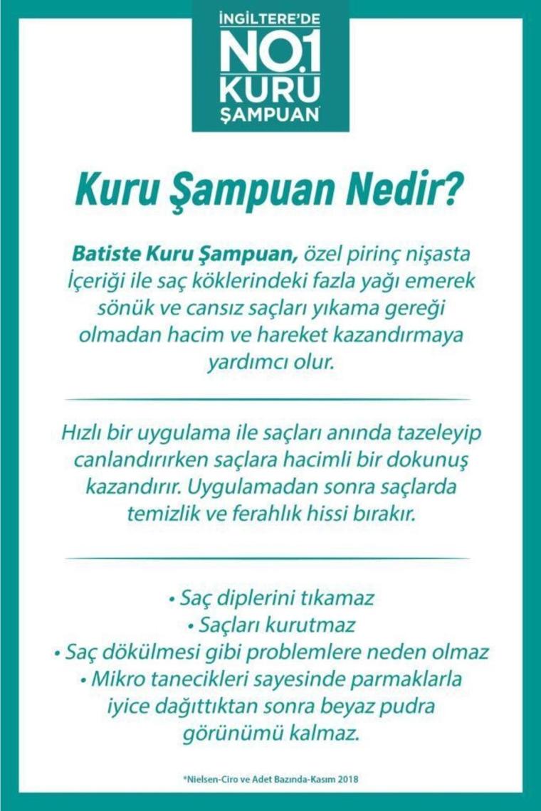 Batıste Kuru Şampuan Orıgınal 200 ml  x 3 Adet