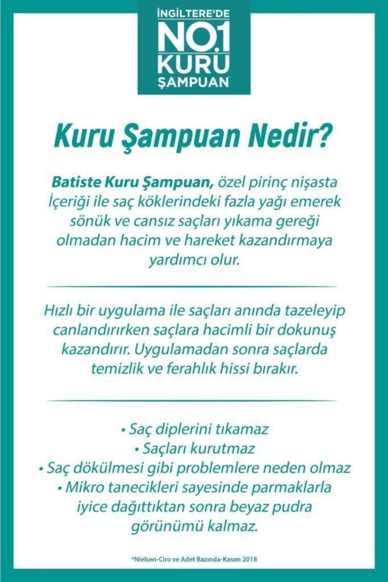 Batıste Kuru Şampuan Orıgınal 200 ml  x 3 Adet