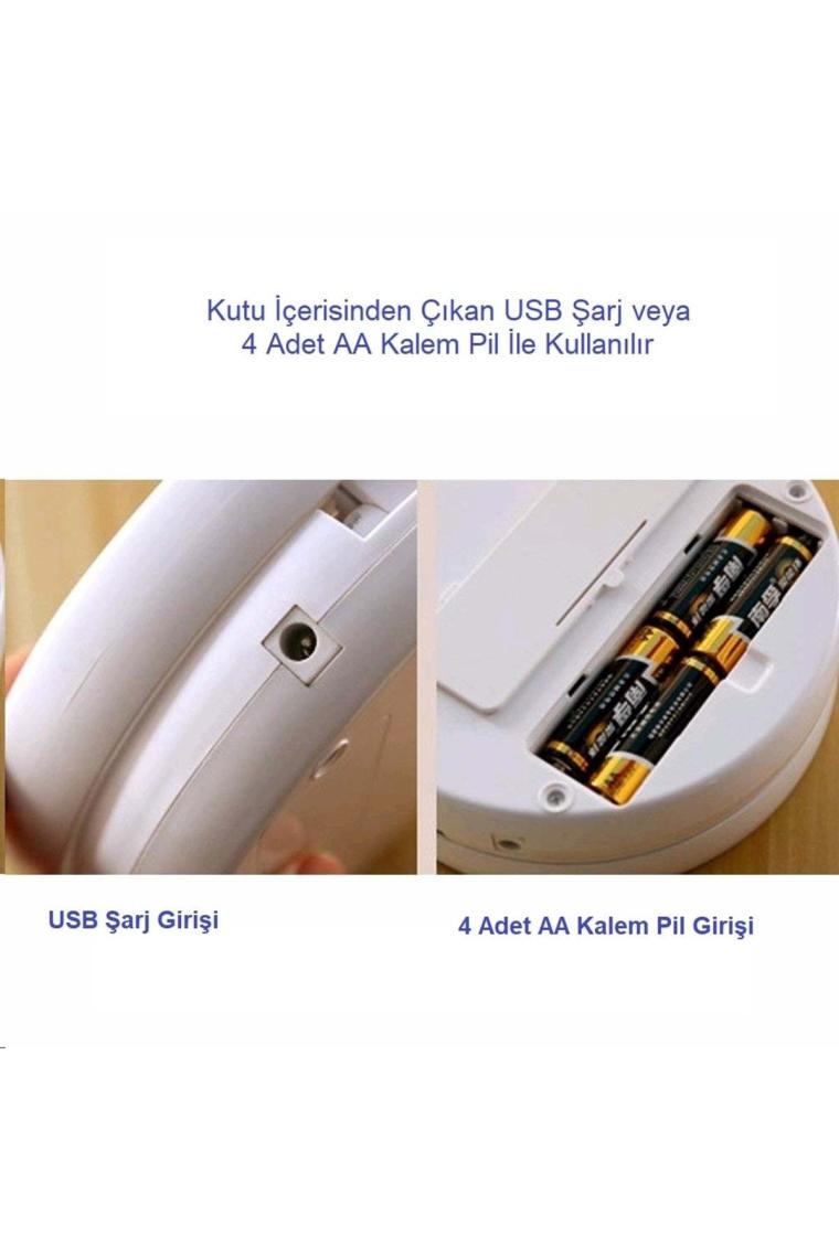Led Işıklı 10x Katlanabilir Çift Taraflı Usb Makyaj Aynası