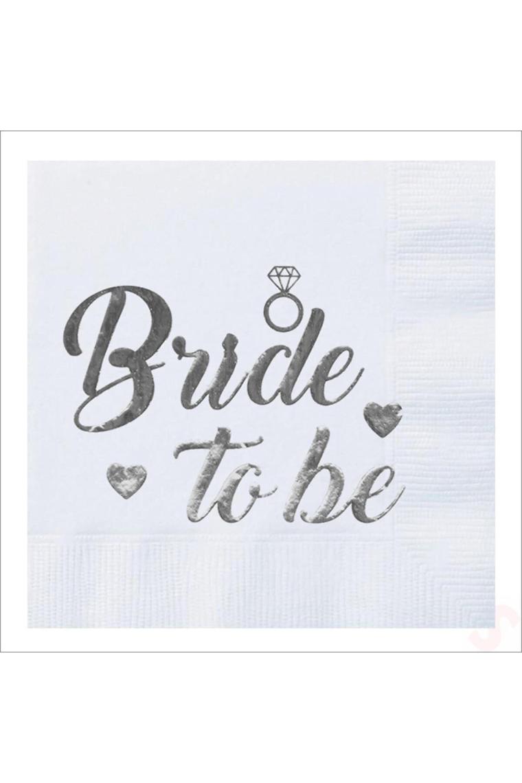 Bride To Be Peçete, 16 Adet - Gümüş