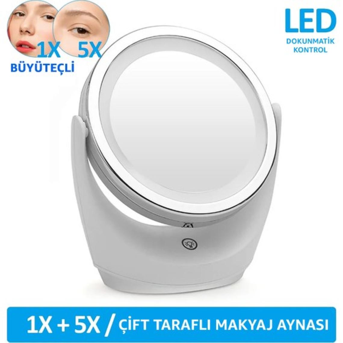 Robeve Çift Taraflı Makyaj Aynası Şarjlı Makyaj Aynası 5 Kat Büyütme Işıklı Makyaj Aynası Gün Işığı ve Beyaz Işık Makyaj Aynası Güzellik Aynası