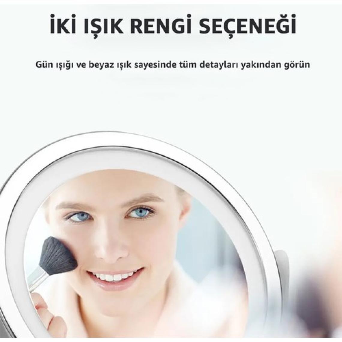 Robeve Çift Taraflı Makyaj Aynası Şarjlı Makyaj Aynası 5 Kat Büyütme Işıklı Makyaj Aynası Gün Işığı ve Beyaz Işık Makyaj Aynası Güzellik Aynası