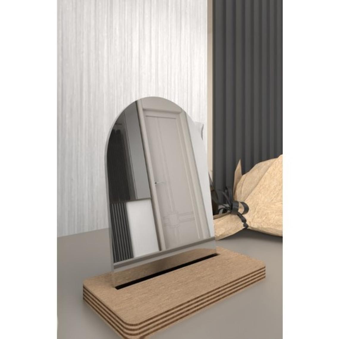 Fatrema Makyaj Aynası Masaüstü Ayna Ahşap, Çerçevesiz, Stand, Dekoratif 23X17 cm Dik Oval Tasarım