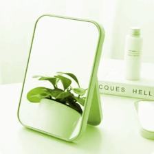 Gaman Orman Yeşili Renk Kare Masaüstü Ayna - Taşınabilir Makyaj Aynası Dekoratif Plastik 15cm x 10cm