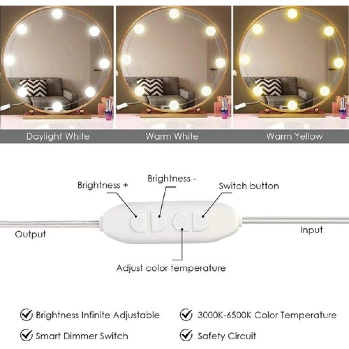 Technosmart 10 Ledli Usb'li Hollywood Tarz Makyaj Aynası Lambası