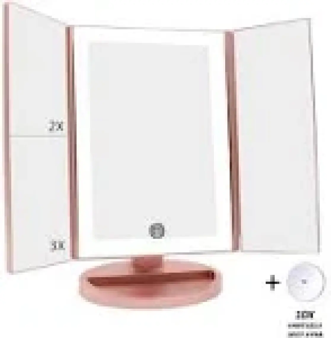 Land Of Myth - 1X-2X-3X-10X  Büyütmeli 37 LED Işıklı Makyaj Aynası, 3 Panel, Katlanabilir, Dokunmatik Sensörlü