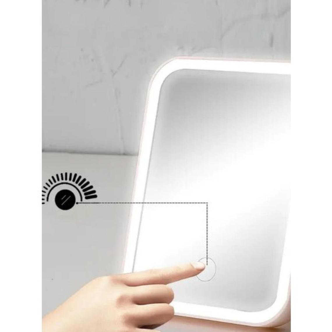 Hubstein Beyaz Renk Masaüstü Dokunmatik Makyaj Aynası LED Işıklı Pembe Renk Make Up Mirror