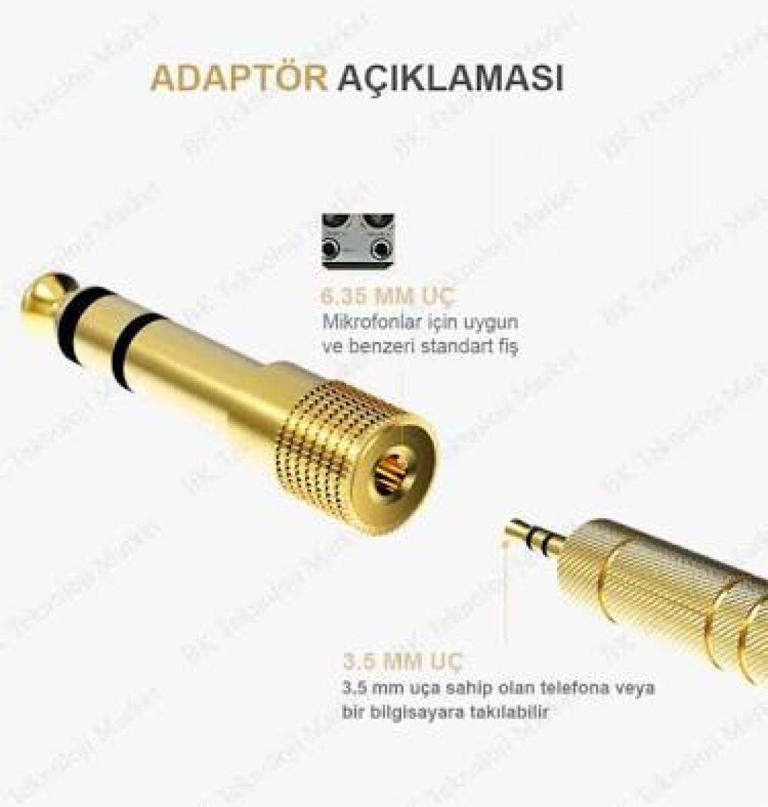 Ti-mesh Altın Kaplama 6.35mm Erkek 3.5mm Jack Stereo Ses Çevirici