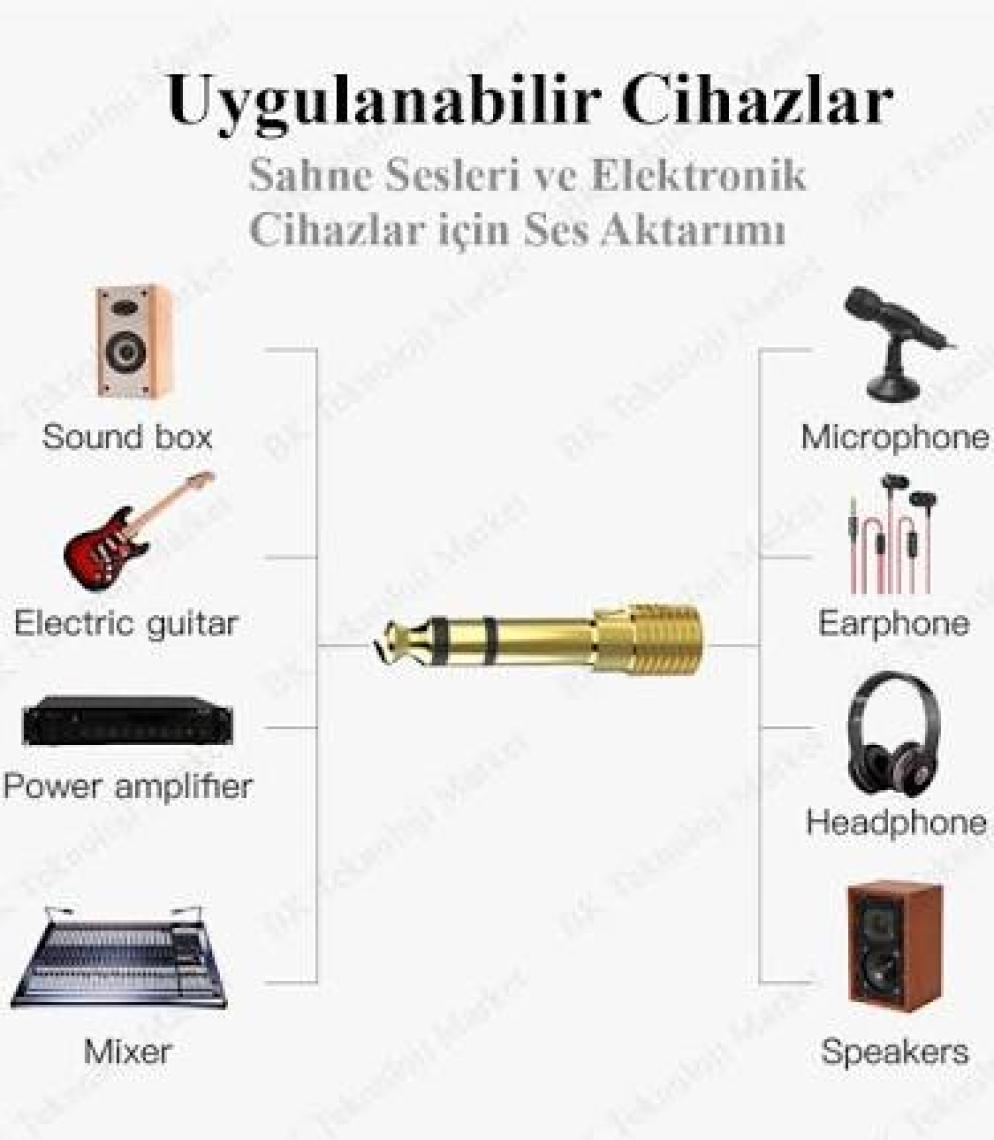 Ti-mesh Altın Kaplama 6.35mm Erkek 3.5mm Jack Stereo Ses Çevirici