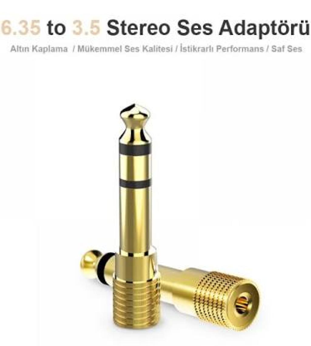 Ti-mesh Altın Kaplama 6.35mm Erkek 3.5mm Jack Stereo Ses Çevirici