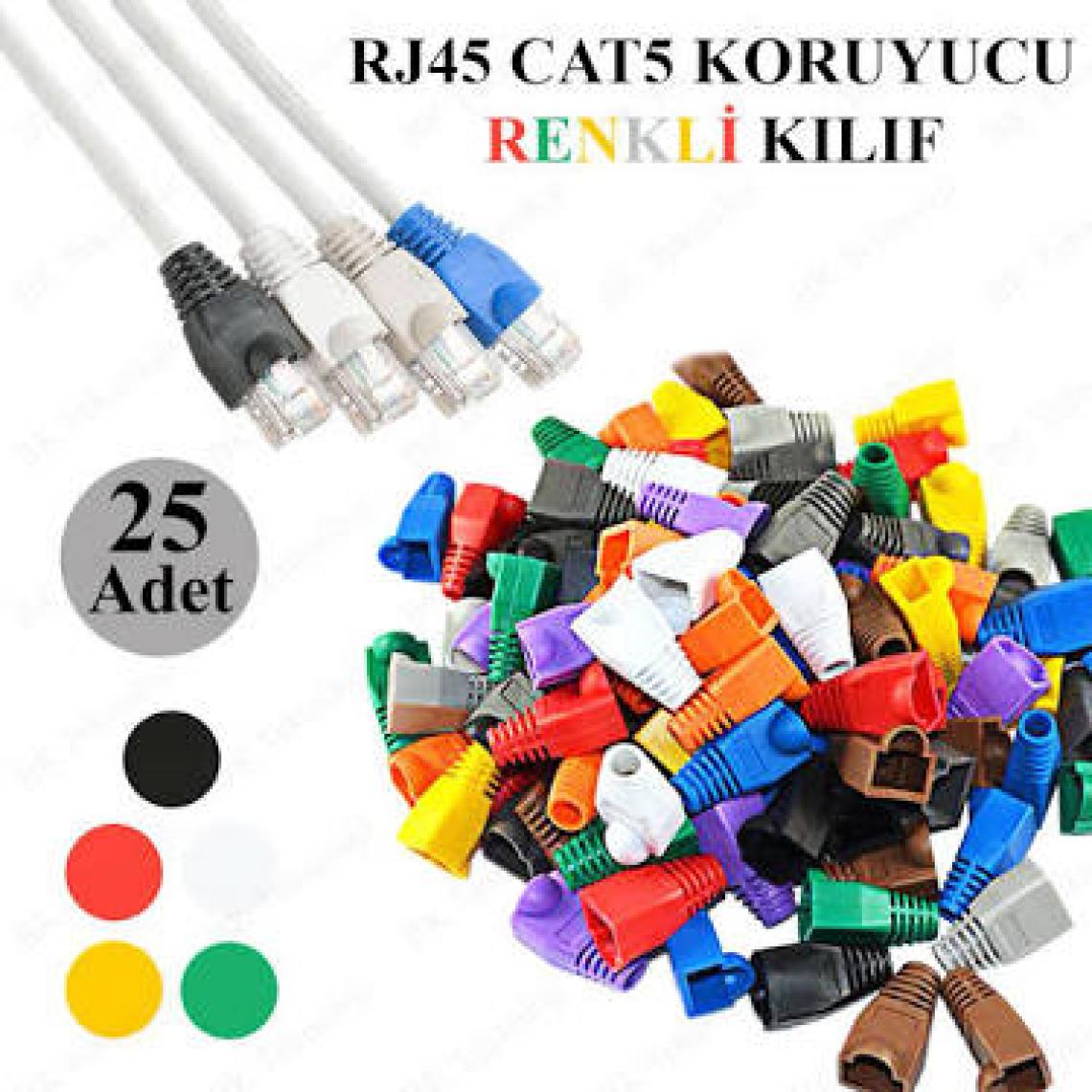BK Teknoloji RJ45 Cat5 Cat6 Renkli Koruyucu Kılıf - 25 Adet Papuç